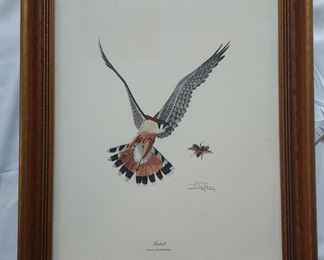 Ray Harm lithograph kestrel