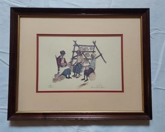 Annie Lyle Viser lithograph basket weaving