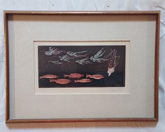 Lars Bo woodblock print Promenade en mer