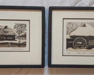 Hiroto Norikane pair of Etchings