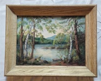 H Hamilton oil on board lake scene