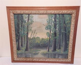 Hixson oil on board pond marsh scene