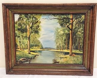 Stokes oil on board lake scene