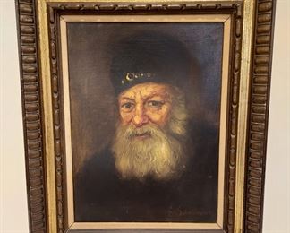 Signed illegibly Oil painting on canvas Portrait of Titanic Captain Edward J. Smith