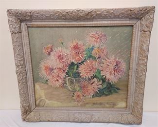 M Chevalier Saucet oil on canvas floral still life