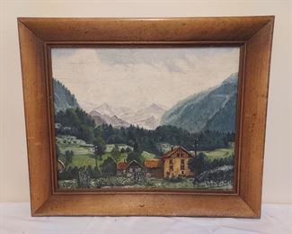 Hollender oil on board alps scene