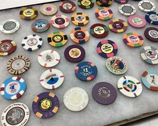 VINTAGE LAS VEGAS POKER CHIP COLLECTION SILVER SLIPPER $5000, PLAYBOY CLUB ATLANTIC CITY, THE MINT $5000, TRUMP TAJ MAHAL, PUSSY CAT A GO GO, HOTEL FREMONT, 