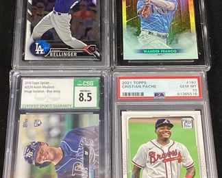(4) GRADED BASEBALL CARDS, 2016 BOWMAN CODY BELLINGER GEM MINT 10, 2022 WANDER FRANCO MINT 9, 
