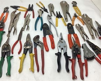 ASSORTED PLIERS, CRAFTSMAN, PETERSEN, MATCO, VACO, WISS,