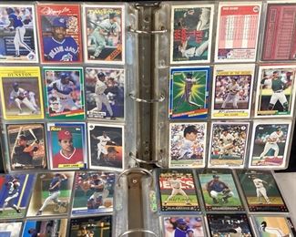 (3) BINDERS OF BASEBALL CARDS, DARRYL STRAWBERRY, RAUL MONDESI, GREG MADDUX, BO JACKSON, KENNY LOFTON, WILL CLARK, KEN GRIFFEY JR, ANDRE DAWSON, GARY SHEFFIELD,
