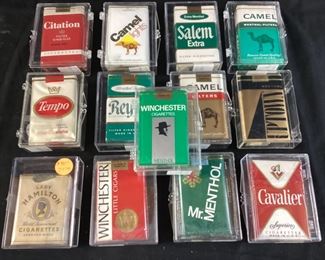 VTG. CIGARETTE PACKS, WINCHESTER, CAMEL, TEMPO, CAVALIER, LADY HAMILTON, SALEM, CITATION, 