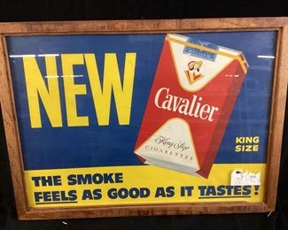 1955 R.J. REYNOLDS CAVALIER NEW KING SIGN