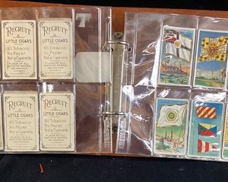 VTG. CIGARETTE COUNTRY CARDS, RECRUIT LITTLE CIGARS, FLAGS,