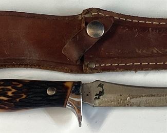 VTG. CAMILLUS KNIFE w LEATHER SHEATH