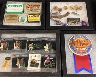 ASSORTED COLLECTIBLES, ROADWAY SERVICE PINS, ATLANTA OLYMPICS, VTG. TIN MEDICINE