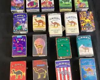 18 ASSORTED RJR CAMEL CIGARETTE TOBACCO PACKS, EARLY FACTORY CAMEL, ALL FACTORY SEALED, 