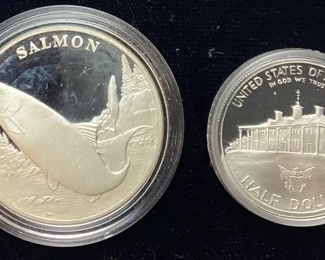 (2) SILVER COINS, NATIONAL WILDLIFE REFUGE & $1/2 GEORGE WASHINGTON
