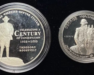 (2) SILVER COINS, NATIONAL WILDLIFE REFUGE & $1/2 GEORGE WASHINGTON
