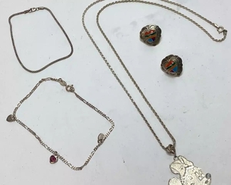 (4) STERLING SIVER JEWELRY PIECES, BRACE