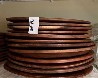 Set 12. Round  wood chargers 