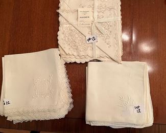 Vintage Linen napkins 12 of each design