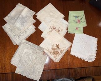 Assorted embroidered handkerchiefs