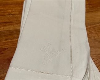 Set 12 linen hem stitched napkins embroidered with a k