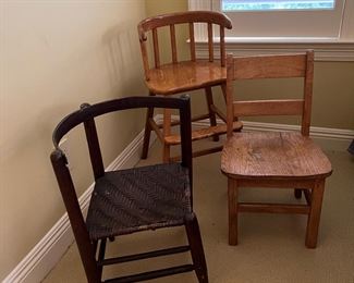 Vintage Youth chair, oak child's chair and antique child's corner chair 