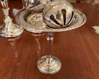 Sterling comport, silver plate bells