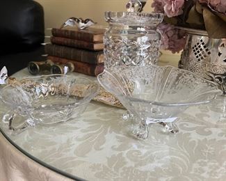Vintage etched Crystal bowls