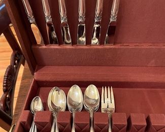 Old Master Sterling by Towle- 6 knives, 18 teaspoons, 8 demitasse spoons, 5 salad forks