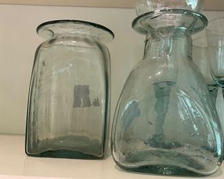 Hand blown decanter and jar