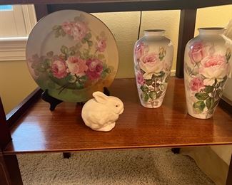 Hand Painted Plate, Noritake Vases