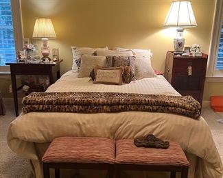 Queen Bed and Bedding