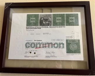 Vintage Merrill Lynch 1974 Stock certificate