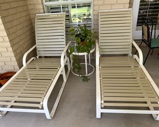 Pair of Chaise lounges and table by Brown Jordan