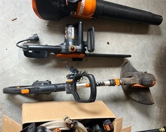 Worx pressure washer 
Worx  trimmer
Worx blower
Worx electric chainsaw