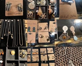 David Yurman earrings, seasonal Sterling, Elvie Zell Tuxedo cat pin, Sterling necklaces, Designer earrings, Sterling pendants, vintage earrings, sterling earrings, turquoise necklace