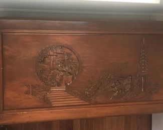 Oriental Carved Wooden Trunk