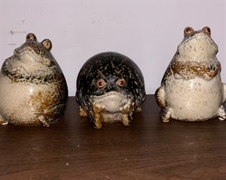 (3) Ceramic Frog Figurines