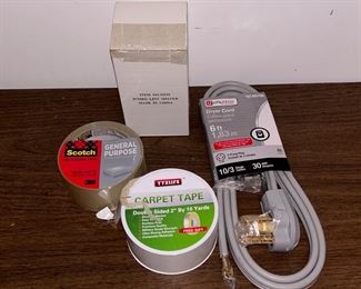 Scotch Tape, Carpet tape and Dryer Cord