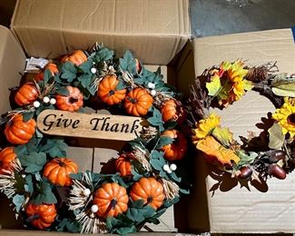 Give Thanks 18’’ Wreath and Sunflower Wreath