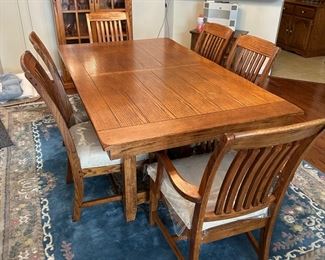 Solid Wood Dining Table and 6 Chairs with leaf