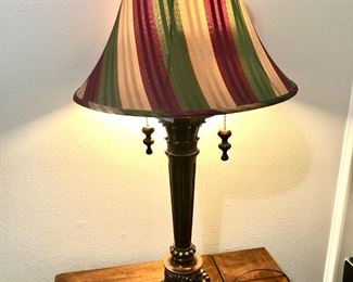 Pair of lamps with striped shades