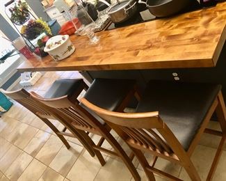 Set of three counter bar stools