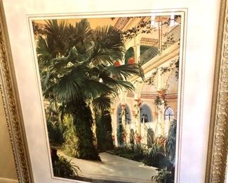 Large gold frame palms on patio