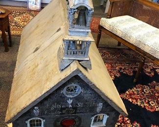 Very large, very interesting church dollhouse ca. 1935, probably made from an unused child’s Victorian era coffin 