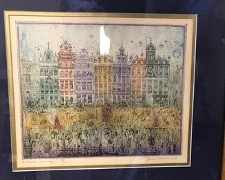 Arnold Gross etching,  Hungarian Budapest