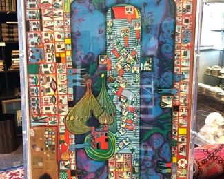 Hundertwasser official 1972 Olympics 27 color serigraph poster #2344/3999. Framed in lucite case.