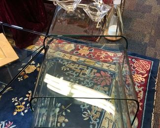 3 Mid Century glass nesting tables attributed to Angelo Cortesi for Fiam Italia and 1 larger glass side table